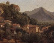 unknow artist View of a hill-top town in a mountainous landscpae oil painting reproduction